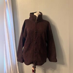 VTG Handmade in Ecuador mens women's wool tweed coat jacket S